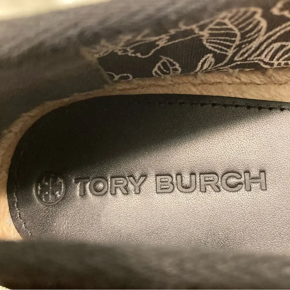 Tory Burch Minnie Ballet Suede Wedge Espadrilles Size 8